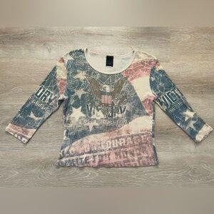 90s Grunge Y2K Punk USA Graphic Indie VTG Boho Festival Western Tee Womens Lrg